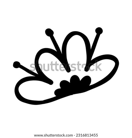 Outline Flower Head. Doodle Hand Drawn Illustration 