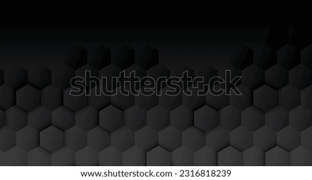 Dark hexagon abstract technology background with blue and pink colored bright flashes under hexagon. Hexagonal gaming vector abstract tech background.
