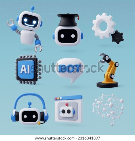 3d Vector icon of AI in science and business, Technology and engineering concept. Eps 10 Vector. Royalty-Free Stock Photo #2316841897