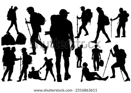 Overall, the climber hiker backpacker silhouette showcases a figure immersed in the beauty of nature,  Royalty-Free Stock Photo #2316863611