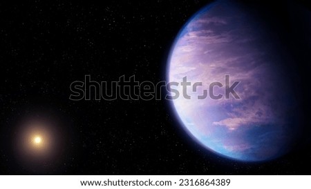Planet near the solar system. Exoplanet suitable for life. Super-Earth in the habitable zone of its star.