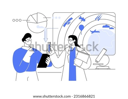 Modeling of the atmosphere abstract concept vector illustration. Group of scientists studying atmosphere pollution, earth science, measurements of climate parameters abstract metaphor. Royalty-Free Stock Photo #2316866821