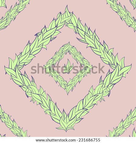 Vector seamless pattern of leaves of different sizes