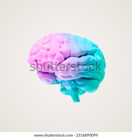 3D illustration of blue brain on white background