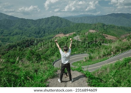 One of the viewpoints in Nan Province, Thailand that can see the beautiful road from a high angle.