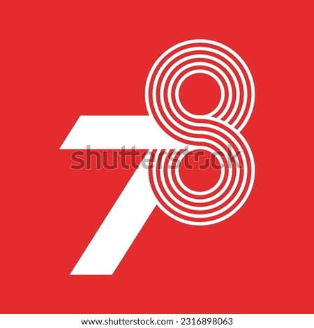 Logo HUT 78 RI Republic of Indonesia, red and white color, number 78 logo. Royalty-Free Stock Photo #2316898063