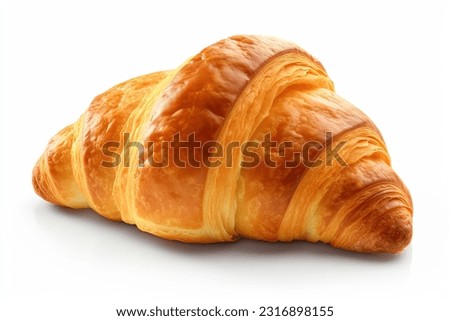 One croissant closeup, isolated on white background. Royalty-Free Stock Photo #2316898155