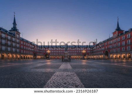 Plaza Mayor at sunrise in Madrid, Spain Royalty-Free Stock Photo #2316926187