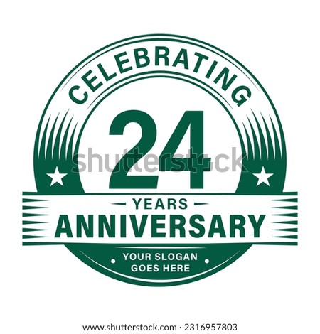 24 years anniversary celebration design template. 24th logo vector illustrations