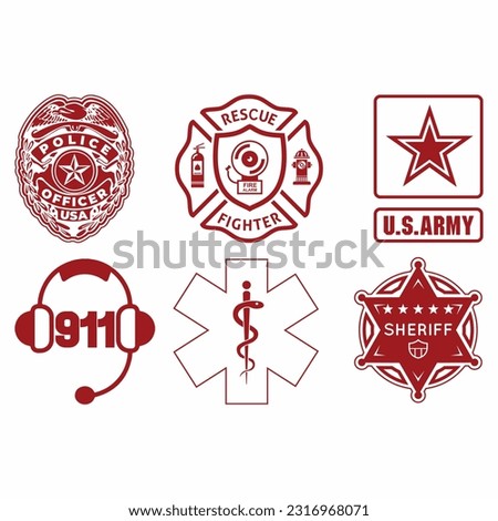 First Responders Hero Flag Nurse EMS Police Fire Military corrections dispatch Editable T shirt Design Royalty-Free Stock Photo #2316968071