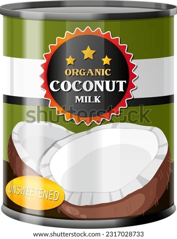 Coconut Milk in Food Can Vector illustration