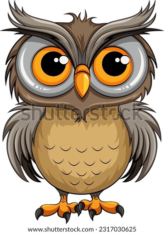 Cute Owl In Cartoon Style illustration