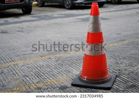 road cone in the hotel car park
