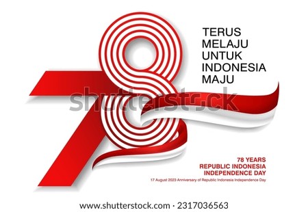 78th Happy Indonesia independence day Vector number logo design with red white ribbon Royalty-Free Stock Photo #2317036563