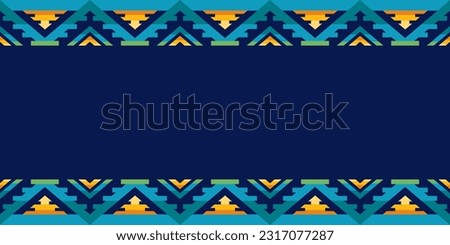 Native american heritage month. Vector banner, poster, card, content for social media. Blue background with native ornament border. Royalty-Free Stock Photo #2317077287