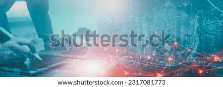 Advanced programmer working with computer build smart city network control system with artificial intelligence or AI digital connection Internet network global with develop network information system Royalty-Free Stock Photo #2317081773