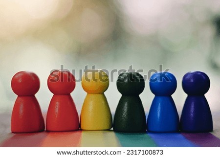 close up colorful block on rainbow flag, happy pride month wallpaper background concept