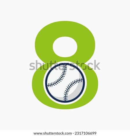 Baseball Logo On Letter 8  Vector Template