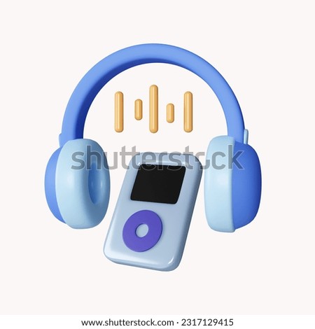3d Smart headphones system. Internet of things concept with wireless connection. icon isolated on white background. 3d rendering illustration. Clipping path..