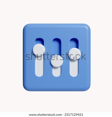 3d Music sound Adjustment symbol, Logo. icon isolated on white background. 3d rendering illustration. Clipping path..