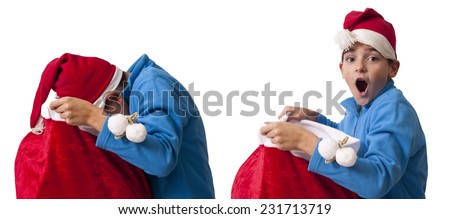 children with sack of gifts santa claus