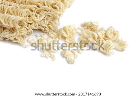 Dry broken instant noodles vermicelli isolated on white