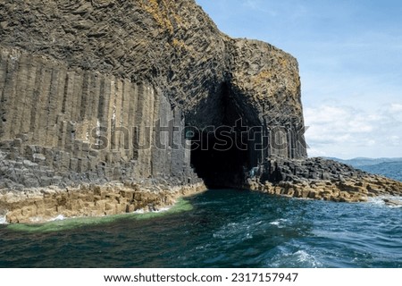 Fingal's cave with its rock basalt columns on the uninhabited island of Staffa, West coast of Scotland Royalty-Free Stock Photo #2317157947