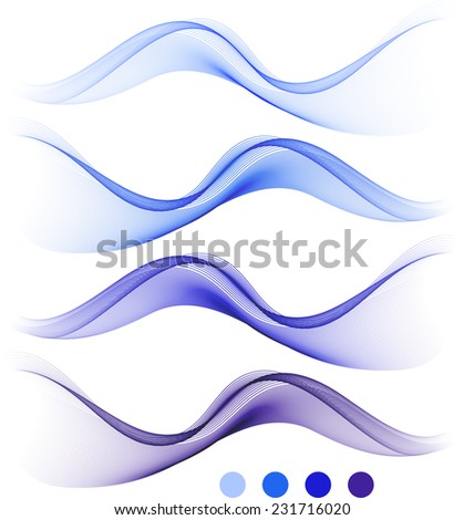 Blue abstract waves isolated on white