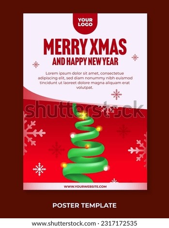 Merry Christmas and Happy New Year greeting poster design template
