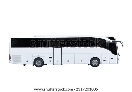 White empty bus isolated over white background, with clipping path. Full Depth of field. side view Royalty-Free Stock Photo #2317201005
