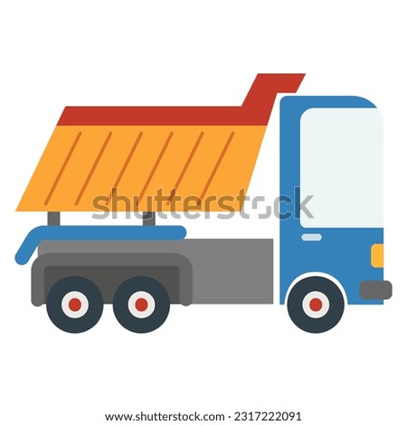 Cartoon car dump truck. Vector illustration on a white background