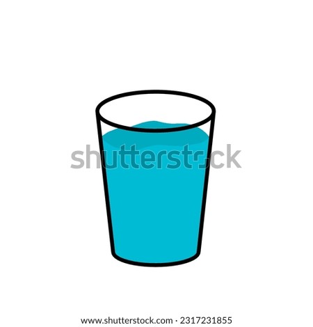 Cartoon a glass of water. Fresh water in a glass