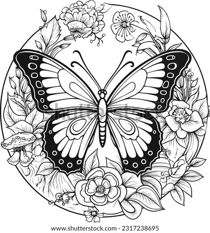 butterfly with flowers vector format
