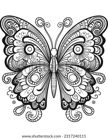   butterfly  vector format in black and white