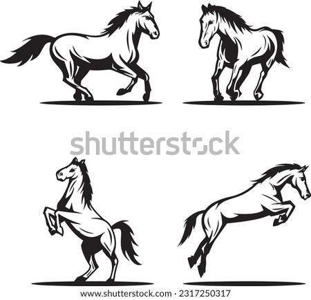 monochrome horse illustration vector for logo