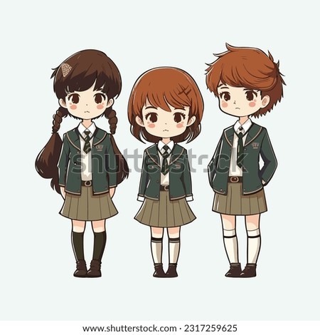 vector cute school uniform cartoon style