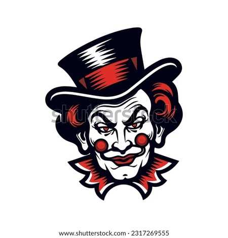 Intriguing clown head logo design illustration, combining artistic elements and expressive lines to create a visually engaging and memorable representation