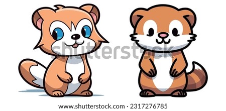 Cartoon ferret mascot vector material
