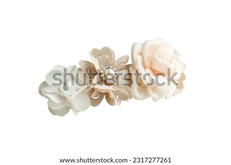 Pink Beige Flower Crown Side View isolated on white background with clipping paths