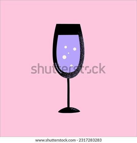 Textured Sparkling Wine Glass Illustration