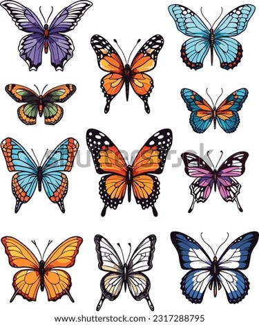  colorful butterfly  vector format in black and white