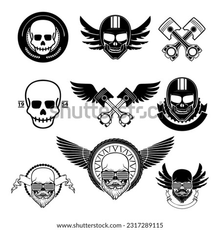 Motorcycle race, motorcycle club, biker club, motorcycle shop logo template. Emblem, label, or badge template. Design elements in vector.