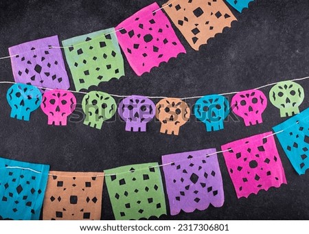 Mexican paper flag garland for Day of the death