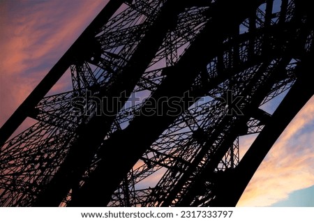 Eiffel Tower (contour) in Paris, France (against the background of a beautiful sky) 