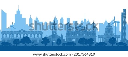 Paraguay famous landmarks by silhouette style,vector illustration Royalty-Free Stock Photo #2317364819