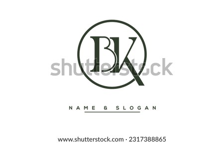 BK,  KB  Abstract  Letters  Logo  Monogram