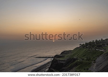 Sunset in la Costa Verde (Green Coast) in Lima, Peru