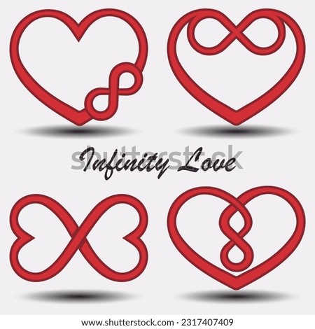 vector hearts with infinity symbol set. infinity love set