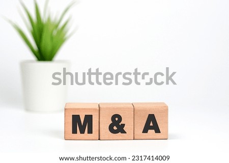 MandS, Mergers and Acquisitions, text M and S written on wooden cubes on white background. business concept.                     
