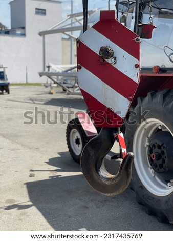 Truck crane hook for heavy payload. Royalty-Free Stock Photo #2317435769